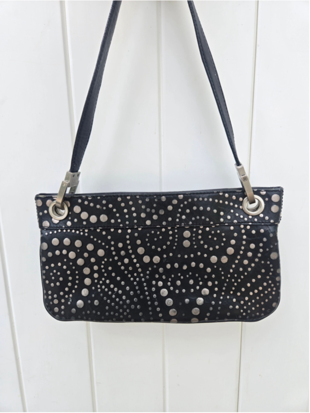 Women's Donald J Pliner Black Silver Studded Shoulder Bag One Size